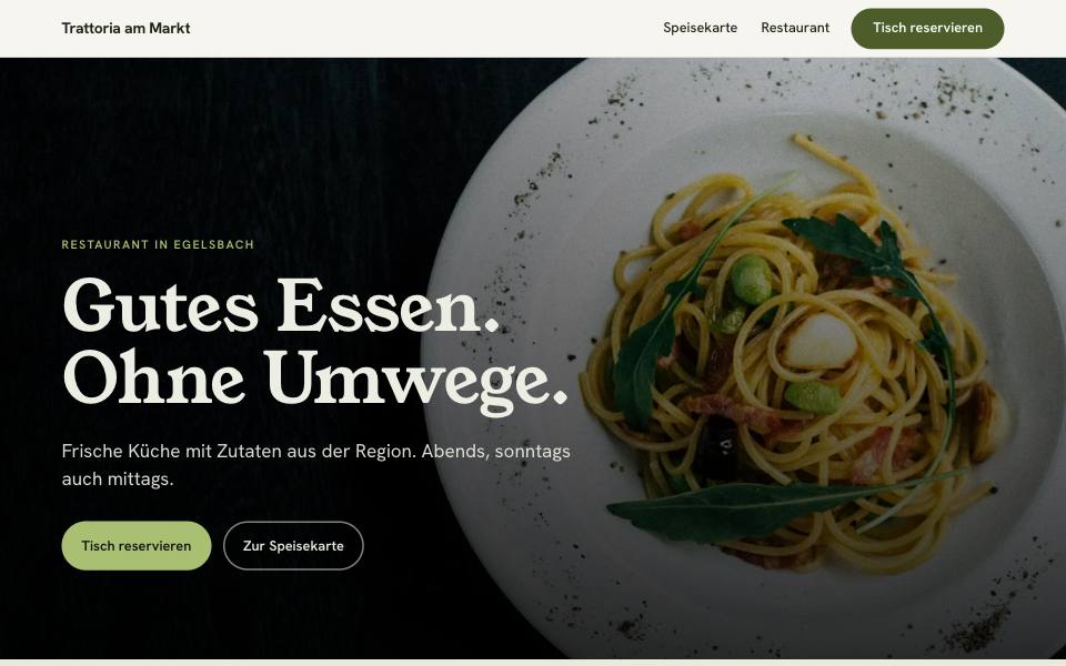 Startseite der Beispielseite Restaurant am Computer